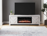 Bay Furniture Gallery - Ashley Furniture - Cayboni 71" TV Stand with Electric Fireplace - 71" TV Stand with Electric Fireplace / Whitewash - W3788W1
